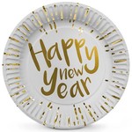 Bordjes Happy New Year goud wit Op is Op