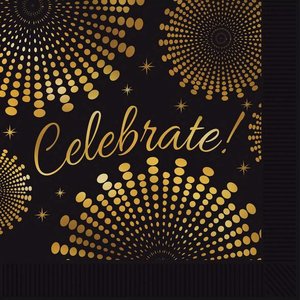 Servetten Celebrate goud zwart