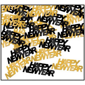 Confetti Happy New Year goud zwart Confetti Happy New Year goud zwart