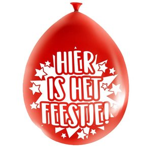 Ballonnen HOERA Hier is het feestje Ballonnen HOERA Hier is het feestje