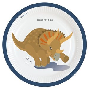 Bordjes Happy Dinosaurus groot 8 stuks Bordjes Happy Dinosaurus groot 8 stuks