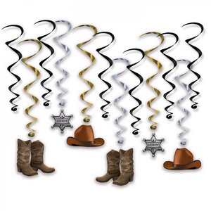 Hangdecoratie Western Whirls 12 stuks Hangdecoratie Western Whirls 12 stuks