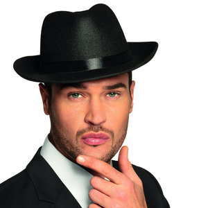 Hoed vilt gangster zwart Hoed vilt gangster zwart