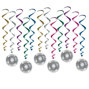 Hangdecoratie Whirls discoballen 12 stuks Hangdecoratie Whirls discoballen 12 stuks