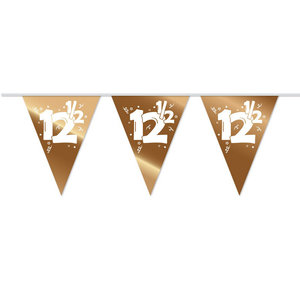 Vlaggenlijn slinger 12.5 jaar koperkleurig Vlaggenlijn slinger 12.5 jaar koperkleurig