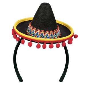 Tiara Sombrero zwart luxe met balletjes