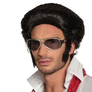 Pruik Sixties of Seventies met bakkebaarden Pruik Sixties of Seventies met bakkebaarden