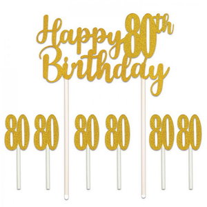 Taartdecoraties 80 jaar glittergoud Taartdecoraties 80 jaar glittergoud