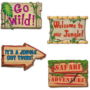 Decoratie Jungle Signs 4 stuks Decoratie Jungle Signs 4 stuks