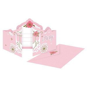 Uitnodigingskaartjes Prinsessen koets 8 stuks Uitnodigingskaartjes Prinsessen koets 8 stuks