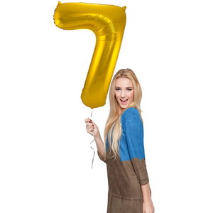 Folieballon cijfer 7 GOUD voor lucht of helium MEGA Folieballon cijfer 7 GOUD voor lucht of helium MEGA