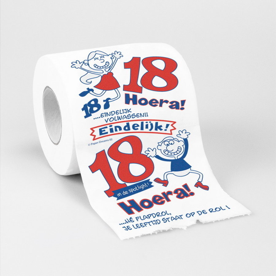 Toiletpapier 18 jaar- Alle grappige versieringen- Feestartikelen.be -  Feestartikelen.be