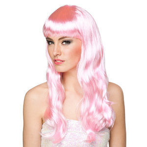 Pruik lang haar met pony lichtroze Pruik lang haar met pony lichtroze