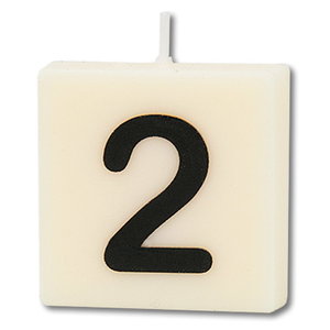Cijfer kaarsje wit 2 jaar Cijfer kaarsje wit 2 jaar
