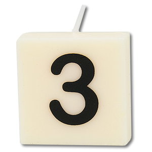 Cijfer kaarsje wit 3 jaar Cijfer kaarsje wit 3 jaar