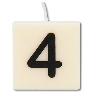 Cijfer kaarsje wit 4 jaar Cijfer kaarsje wit 4 jaar