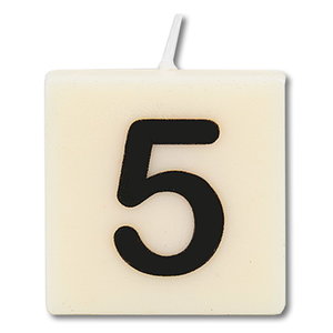 Cijfer kaarsje wit 5 jaar Cijfer kaarsje wit 5 jaar
