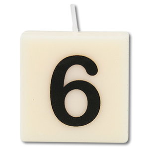 Cijfer kaarsje wit 6 jaar Cijfer kaarsje wit 6 jaar