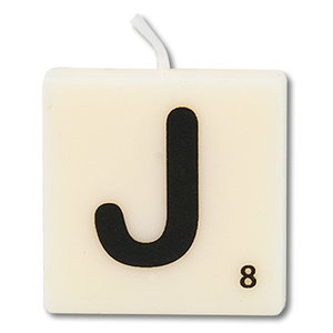 Letter kaarsje wit J Letter kaarsje wit J