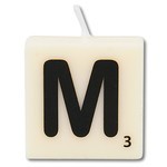 Letter kaarsje wit M