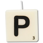 Letter kaarsje wit P