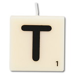 Letter kaarsje wit T