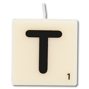 Letter kaarsje wit T
