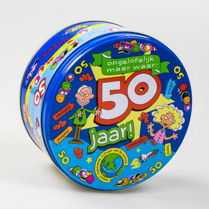 Snoep koekjestrommel 50 jaar Snoep koekjestrommel 50 jaar