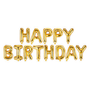 Folieballonnen Happy Birthday goudkleurig Folieballonnen Happy Birthday goudkleurig