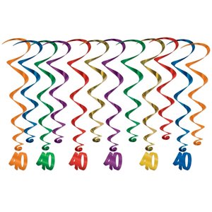 Hangdecoratie 40 jaar Whirls 12 stuks Hangdecoratie 40 jaar Whirls 12 stuks