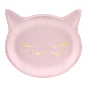 Bordjes roze kat 6 stuks Bordjes roze kat 6 stuks