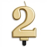 Kaars 2 jaar goudkleurig luxe