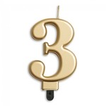 Kaars 3 jaar goudkleurig luxe