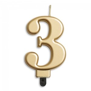 Kaars 3 jaar goudkleurig luxe