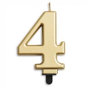 Kaars 4 jaar goudkleurig luxe