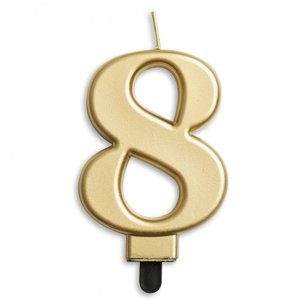 Kaars 8 jaar goudkleurig luxe Kaars 8 jaar goudkleurig luxe