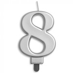 Kaars 8 jaar zilverkleurig luxe