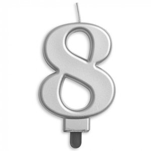 Kaars 8 jaar zilverkleurig luxe Kaars 8 jaar zilverkleurig luxe