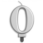 Kaars 0 jaar zilverkleurig luxe