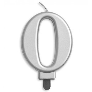 Kaars 0 jaar zilverkleurig luxe