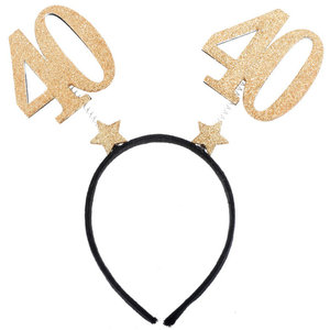 Diadeem 40 jaar met glitter goudkleurige cijfers Diadeem 40 jaar met glitter goudkleurige cijfers