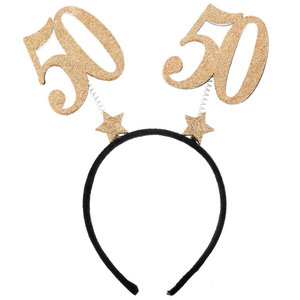 Diadeem 50 jaar met glitter goudkleurige cijfers Diadeem 50 jaar met glitter goudkleurige cijfers