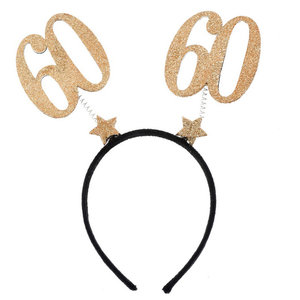 Diadeem 60 jaar met glitter goudkleurige cijfers Diadeem 60 jaar met glitter goudkleurige cijfers