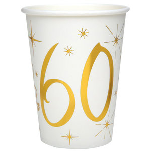 Bekertjes 60 jaar stijlvol goud wit 10 stuks Bekertjes 60 jaar stijlvol goud wit 10 stuks