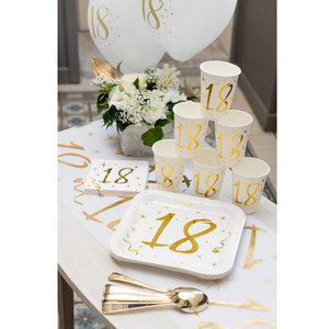 Bordjes 18 jaar stijlvol goud wit 10 stuks Bordjes 18 jaar stijlvol goud wit 10 stuks