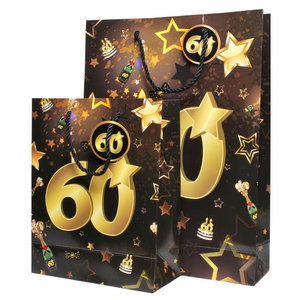 Tassenset 60 jaar goud-zwart