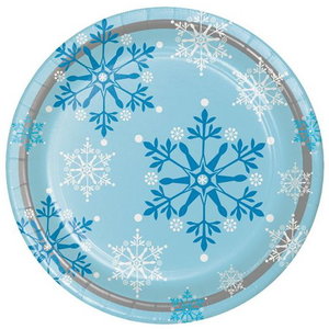 Bordjes met sneeuwvlokken blauw wit Bordjes met sneeuwvlokken blauw wit