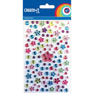 Diamantjes bloemen gekleurd 96 stuks