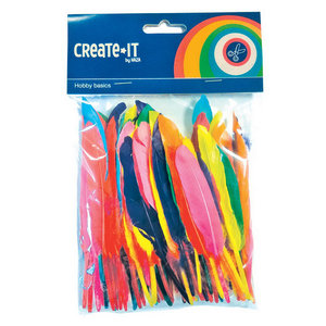 Knutsel pluimen gekleurd 100 stuks Knutsel pluimen gekleurd 100 stuks