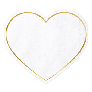 Servetten hart met goudkleurig randje